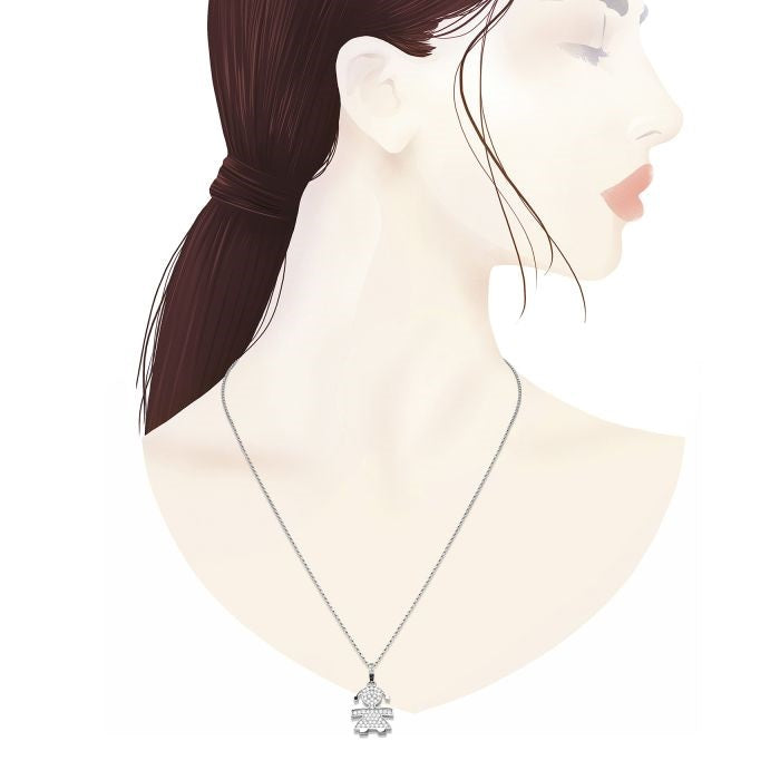 Le Bebè I Pavè Grandi Ciondolo Bimba Oro Bianco e Diamanti LBB426