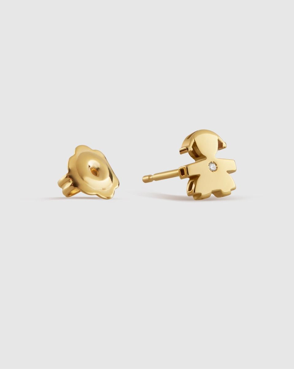Le Bebè Mono Earring for Girls in Yellow Gold and Diamond LBB817