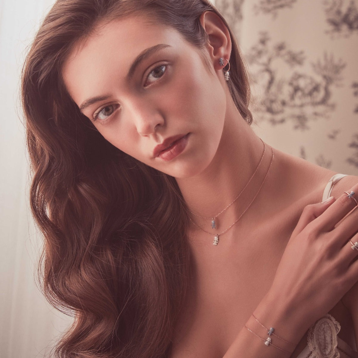 Maman et Sophie Orecchino Bimbo Oro Rosa 18kt Polvere Diamanti Cromo ORBAM4YK