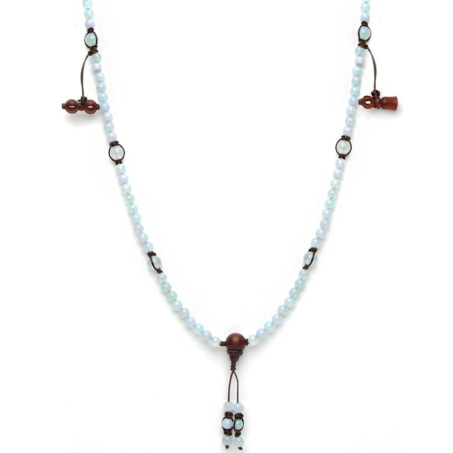 Tamashii Long Striped Blue Agate Mundra Necklace NHS1500-165