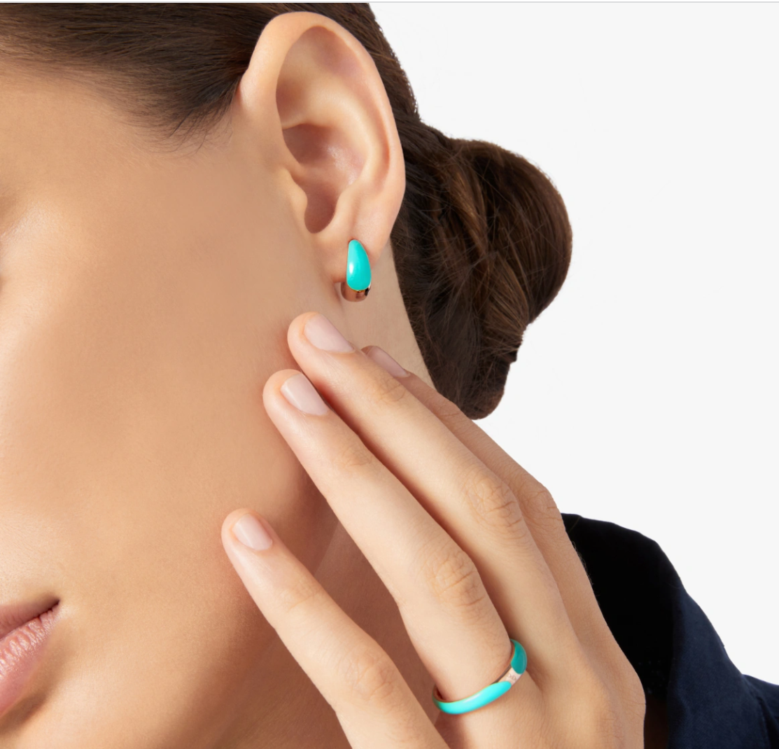 Dodo Orecchino Rondelle Argento Dorato Oro Rosa 18kt e smalto turchese