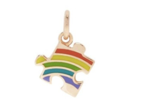 Dodo Charm Puzzle in 9k Rose Gold and Rainbow Enamel