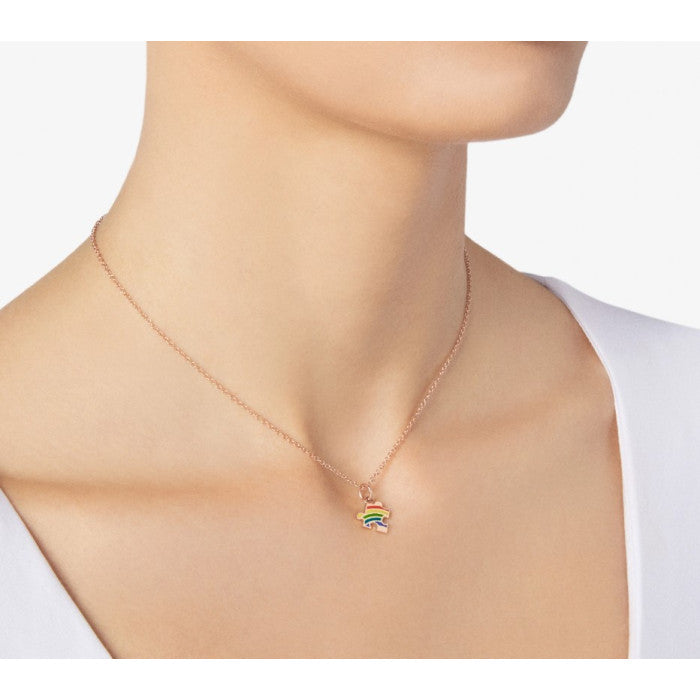 Dodo Charm Puzzle in 9k Rose Gold and Rainbow Enamel