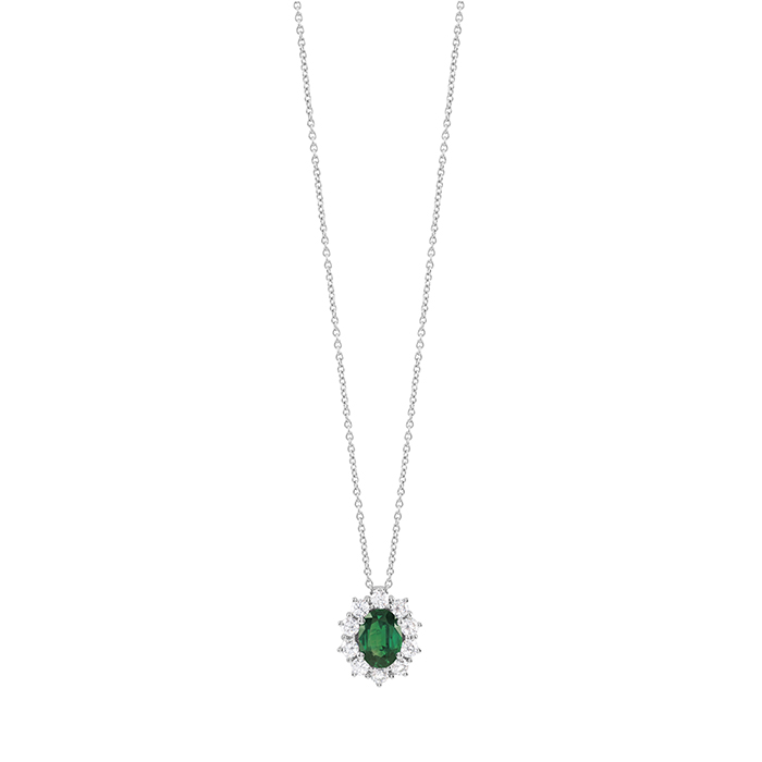 Salvini Diamond and Emerald Necklace 0.81
