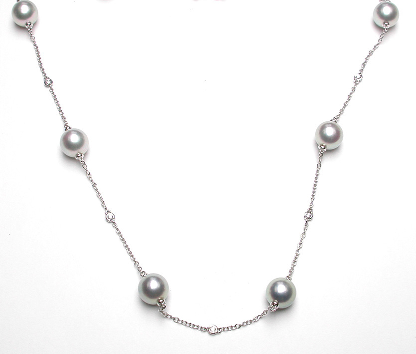 Salvini Charleston Necklace in White Gold with Diamonds and Pearls