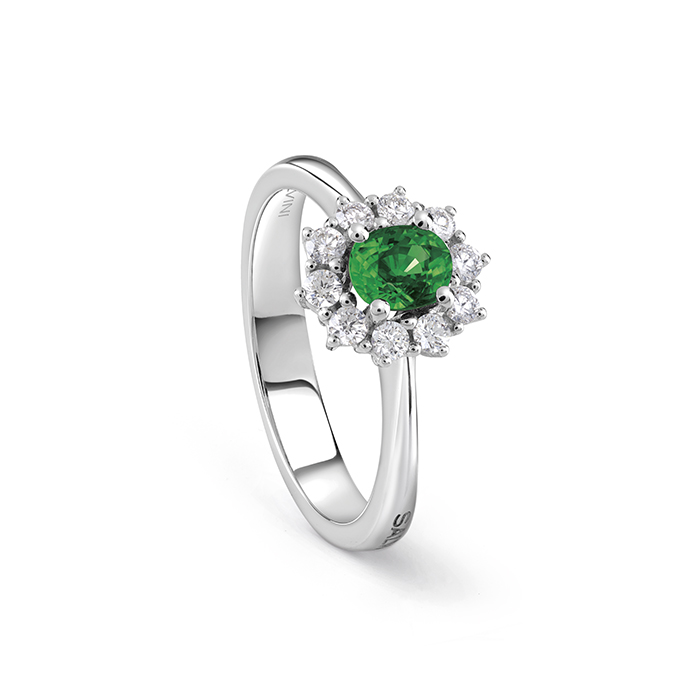 Salvini Diamond and Emerald Ring 0.36