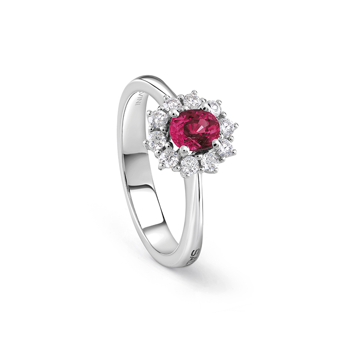 Salvini Diamond and Ruby Ring 0.36 ct