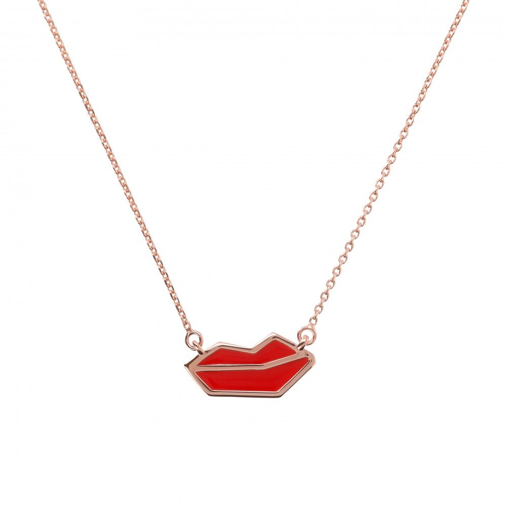 Netali Nissim Red Enamel Lip Necklace