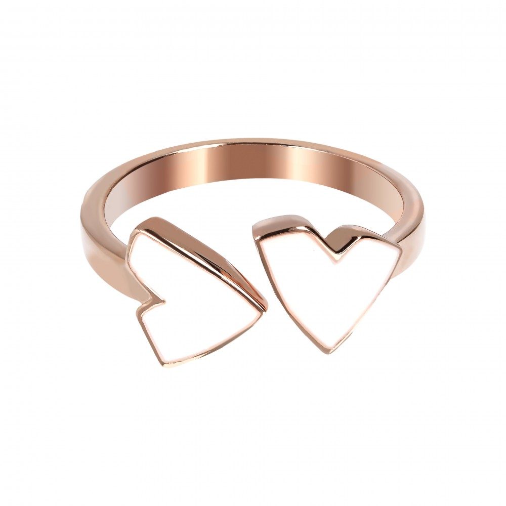 Netali Nissim Double Heart Ring White Enamel