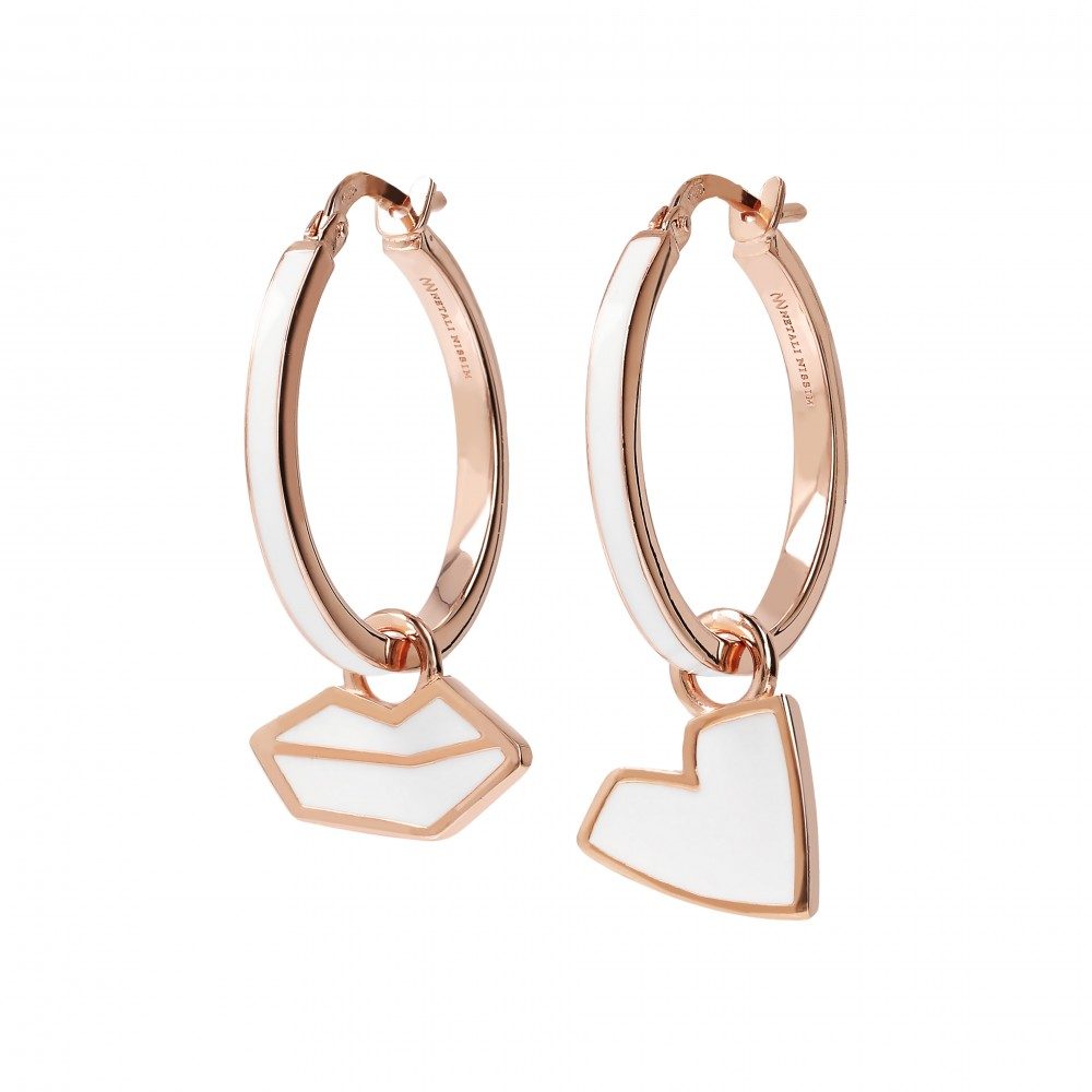 Netali Nissim Heart Lips Earrings White Enamel