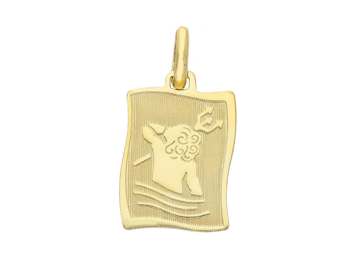 Zodiac Sign Pendant in 18kt Yellow Gold Aquarius