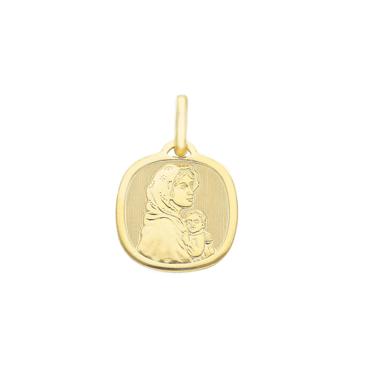 Medaglia MaDonna con Bambino in Oro Giallo 18kt