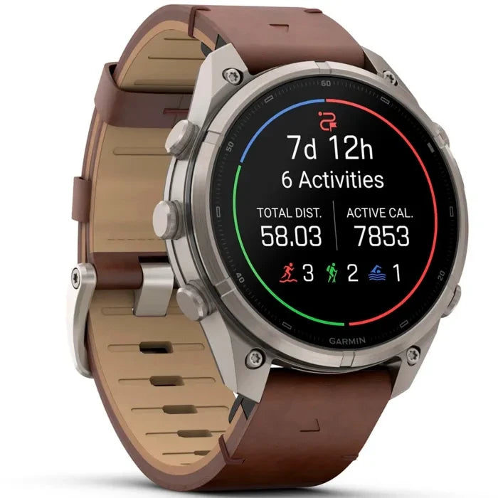Garmin Fenix 9 PRO 47 MM InReach, Titanio Cinturino in Pelle Walnut
