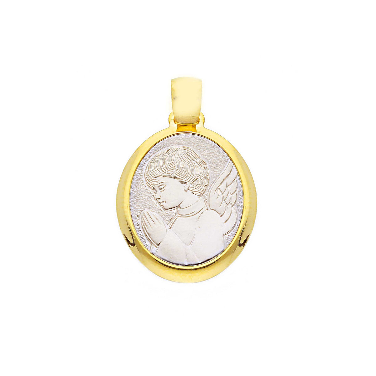 Medaglia Angelo in Oro Giallo e Bianco 18kt