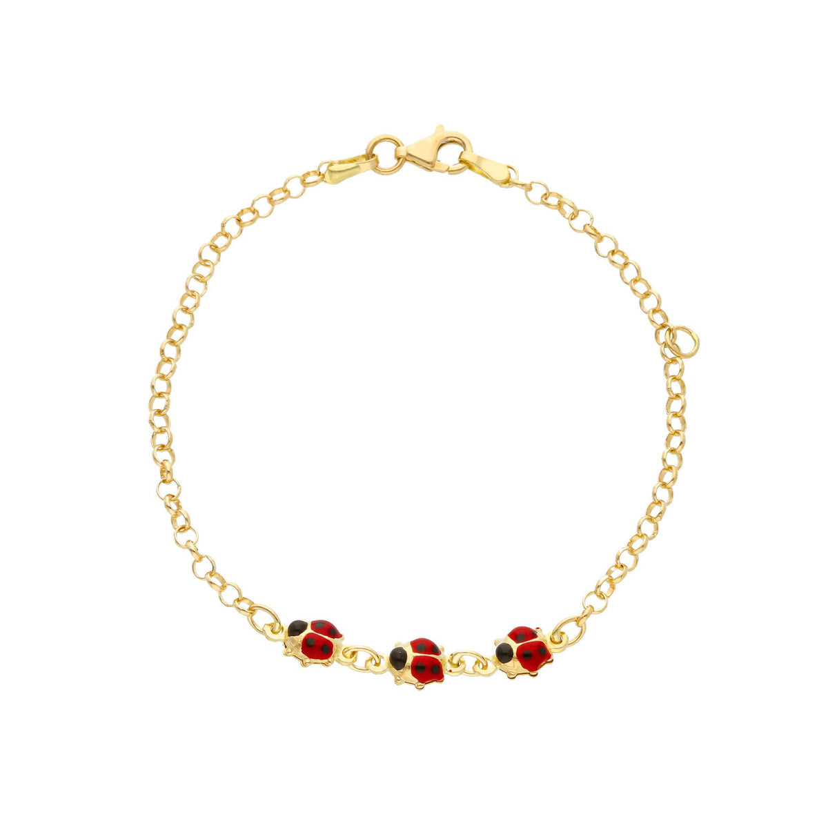 Bracciale 3 Coccinelle Smalto Rosso in Oro Giallo 18kt