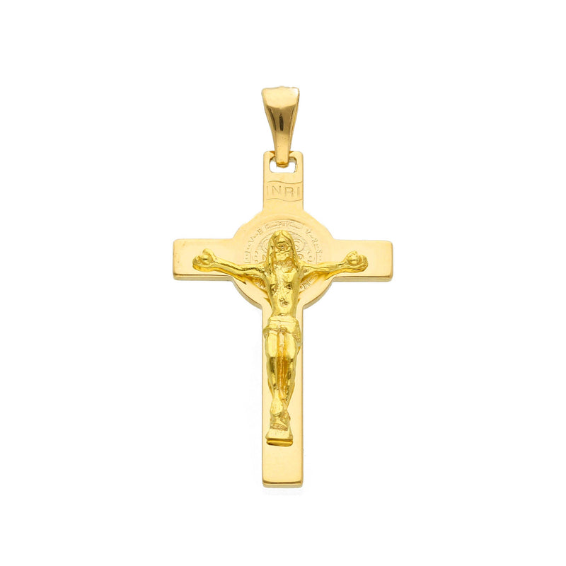 Croce S. Benedetto con Cristo in Oro Giallo 18kt