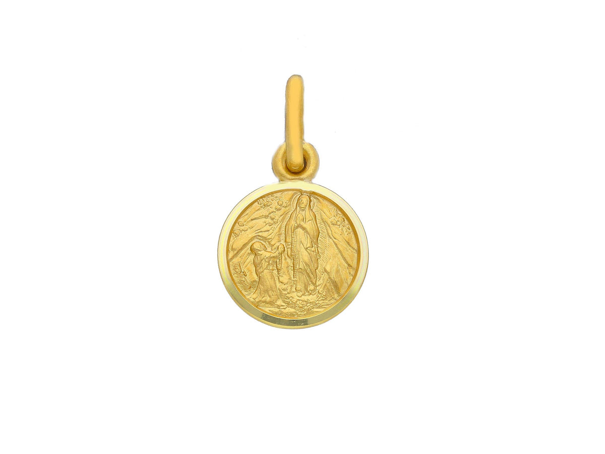 Medaglia MaDonna di Lourdes in Oro Giallo 18kt mm. 11