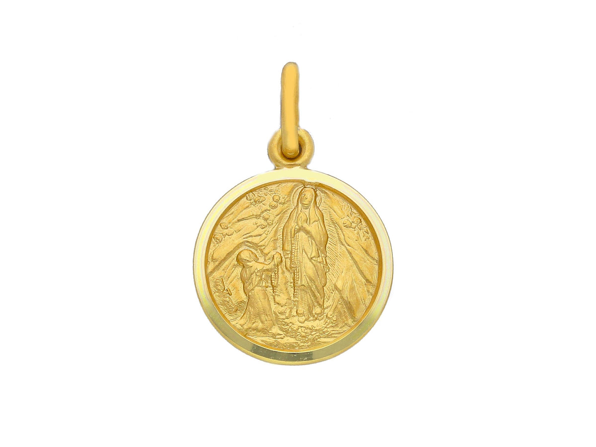 Medaglia MaDonna di Lourdes in Oro Giallo 18kt mm. 15