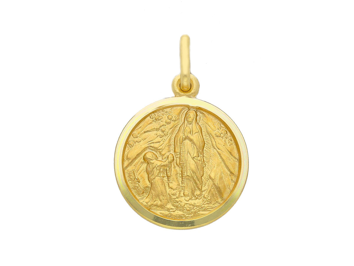 Medaglia MaDonna di Lourdes in Oro Giallo 18kt mm. 17