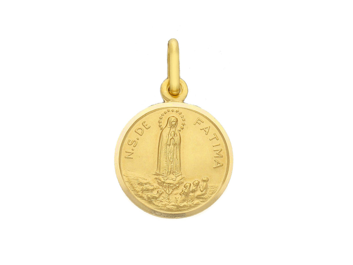 Medaglia MaDonna di Fatima in Oro Giallo 18kt mm. 15