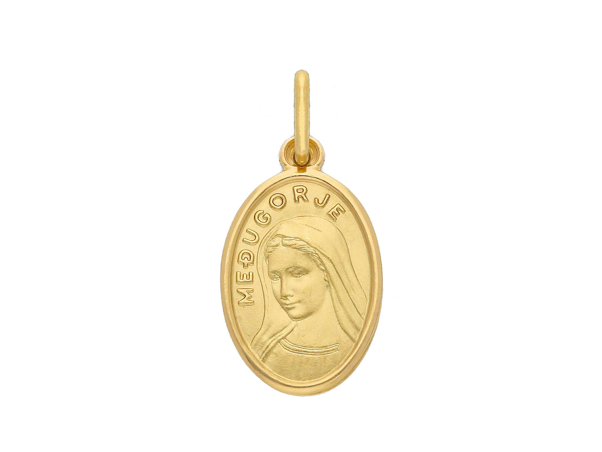 Medaglia MaDonna di Medjugorje in Oro Giallo 18kt 12x16 mm