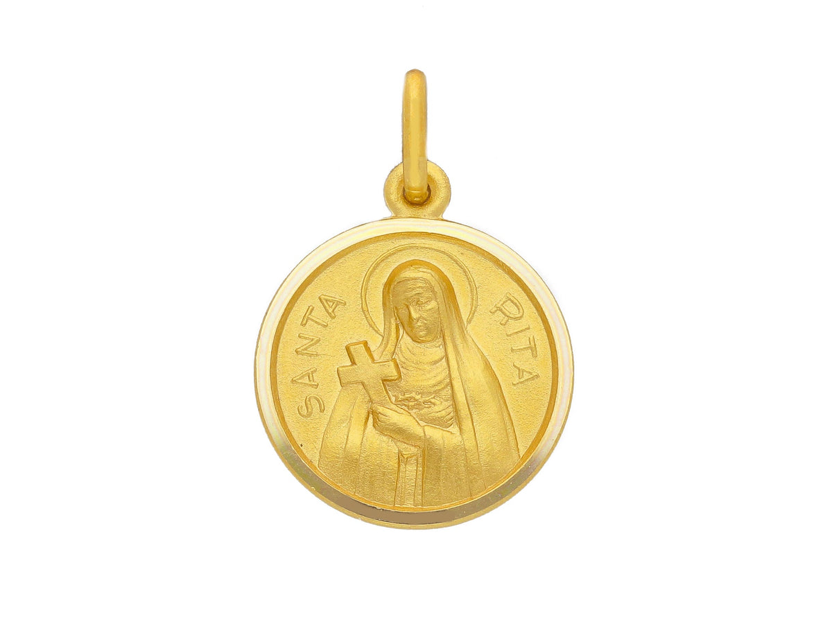  St. Rita Medal in 18kt Yellow Gold mm. 17