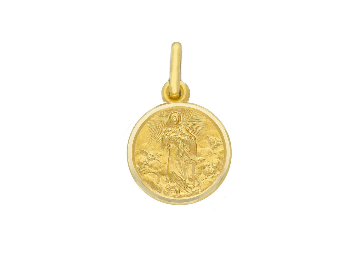 Medaglia Maria MaDonna Immacolata in Oro Giallo 18kt mm. 13