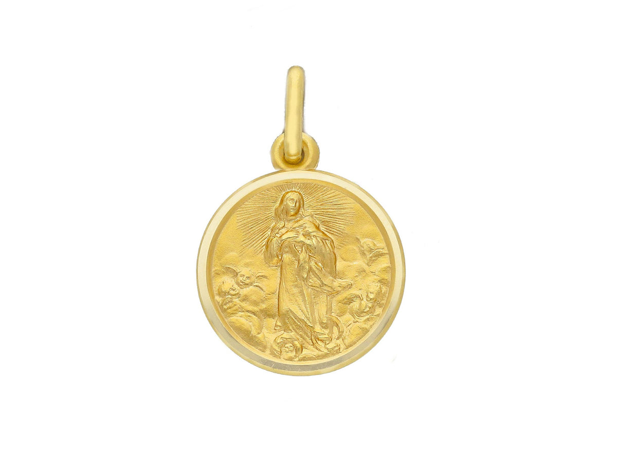 Medaglia Maria MaDonna Immacolata in Oro Giallo 18kt mm. 15