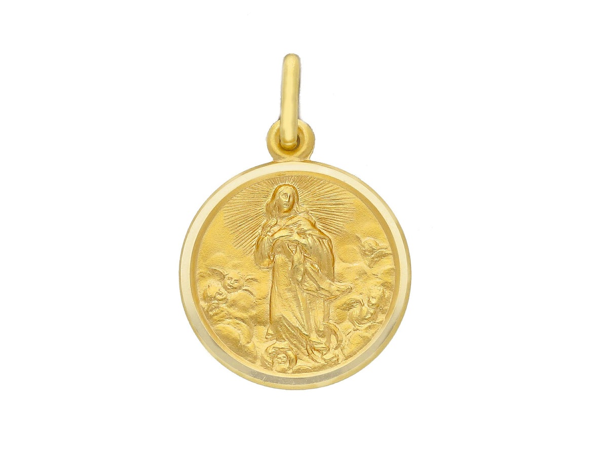  Mary Our Lady Immaculate Medal in 18kt Yellow Gold mm. 17