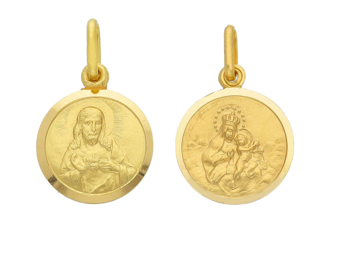 Medaglia Scapolare in Oro Giallo 18kt mm. 13