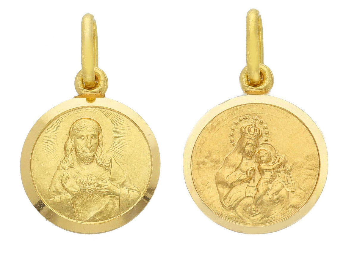 Medaglia Scapolare in Oro Giallo 18kt mm. 17