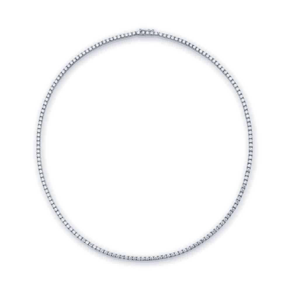  Poetry Saturn Tennis Necklace in White Gold and Diamonds 3.90 ct