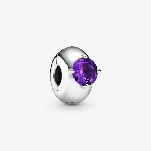 Pandora Clip Solitario Rotondo Viola 799204C02