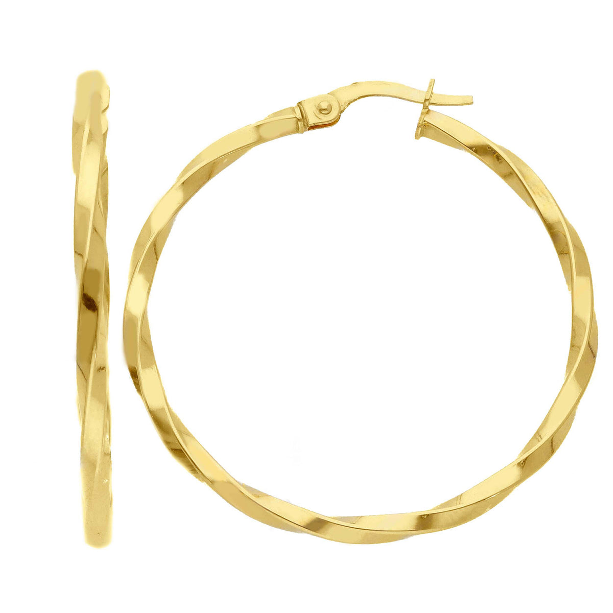 Maiocchi Gold Orecchini Cerchi Torchon in Oro Giallo 18kt Sezione 1,7 MM