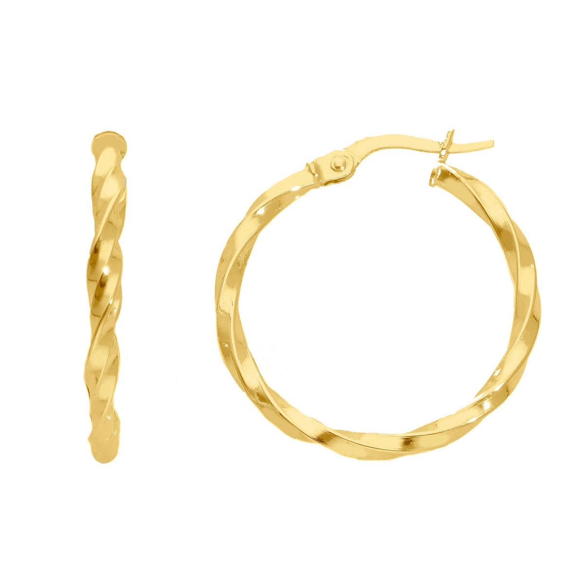 Maiocchi Gold Orecchini Cerchi Torchon in Oro Giallo 18kt Sezione 1,7 MM