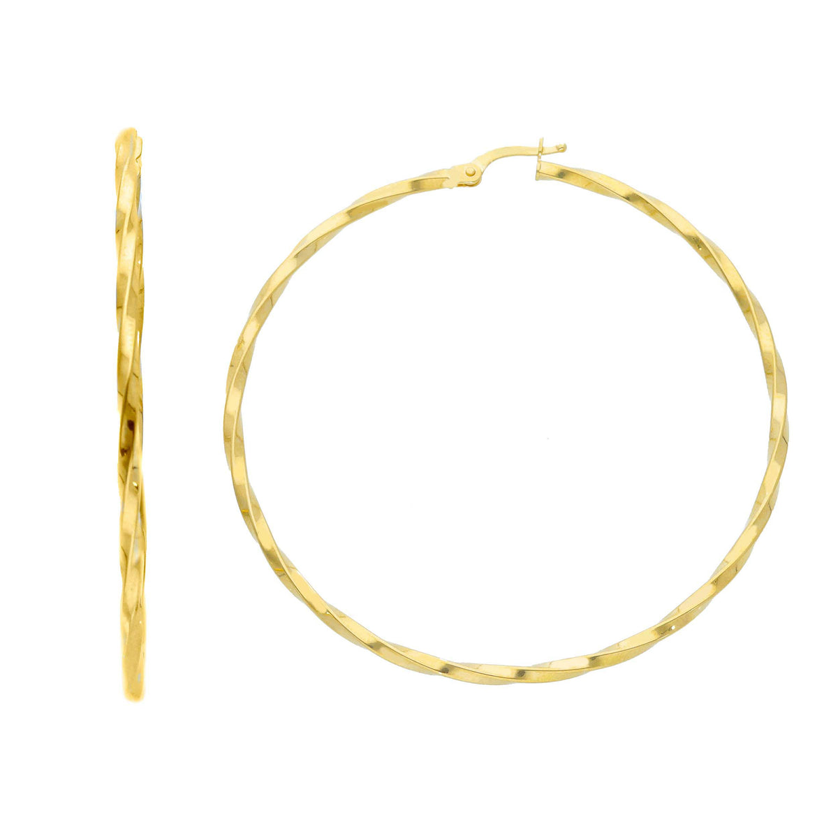 Maiocchi Gold Orecchini Cerchi Torchon in Oro Giallo 18kt Sezione 1,7 MM