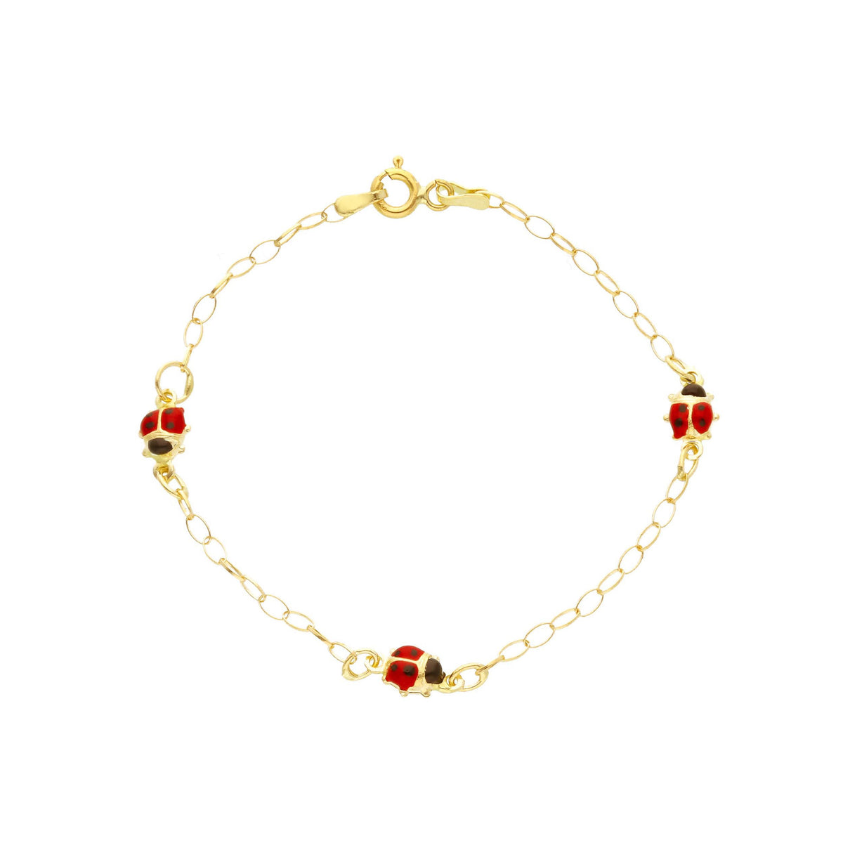 Bracciale 3 Coccinelle Smalto Rosso in Oro Giallo 18kt