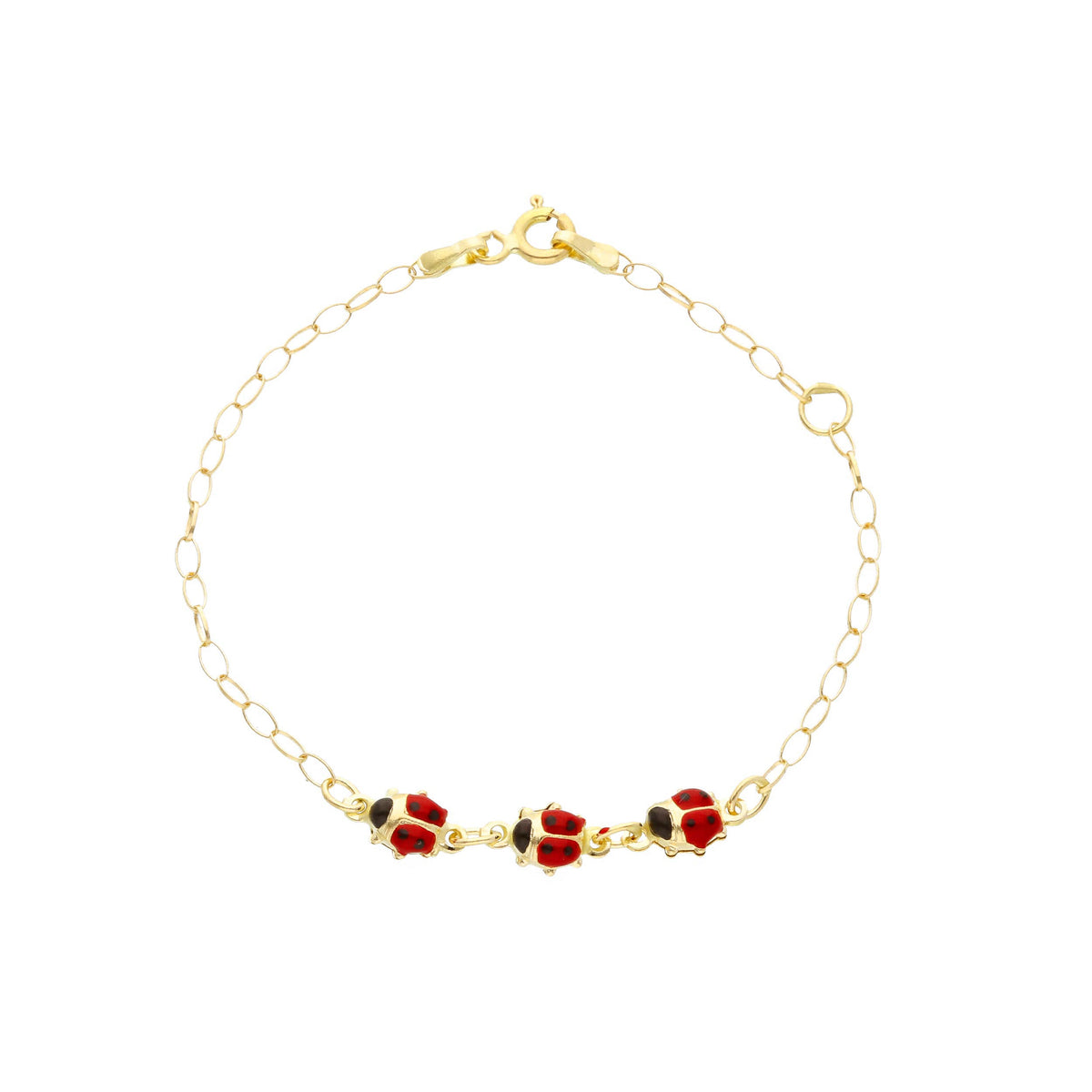  Four-leaf clover and hearts bracelet in 18kt yellow gold and enamel