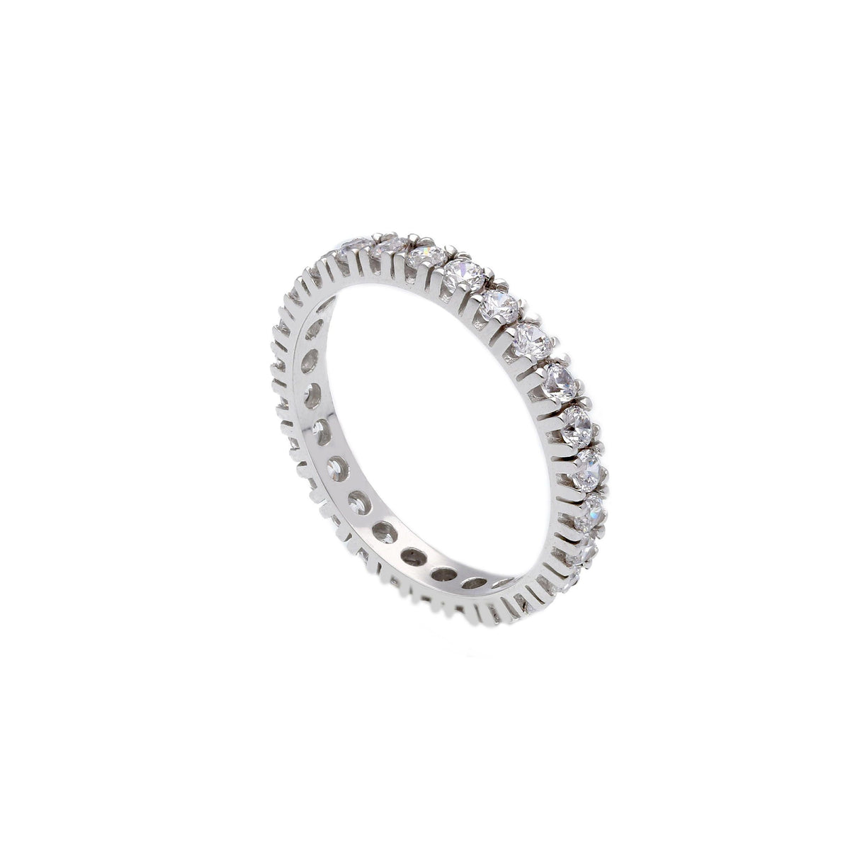 Maiocchi Milano Anello Fedina in Oro Bianco 18kt Zirconi