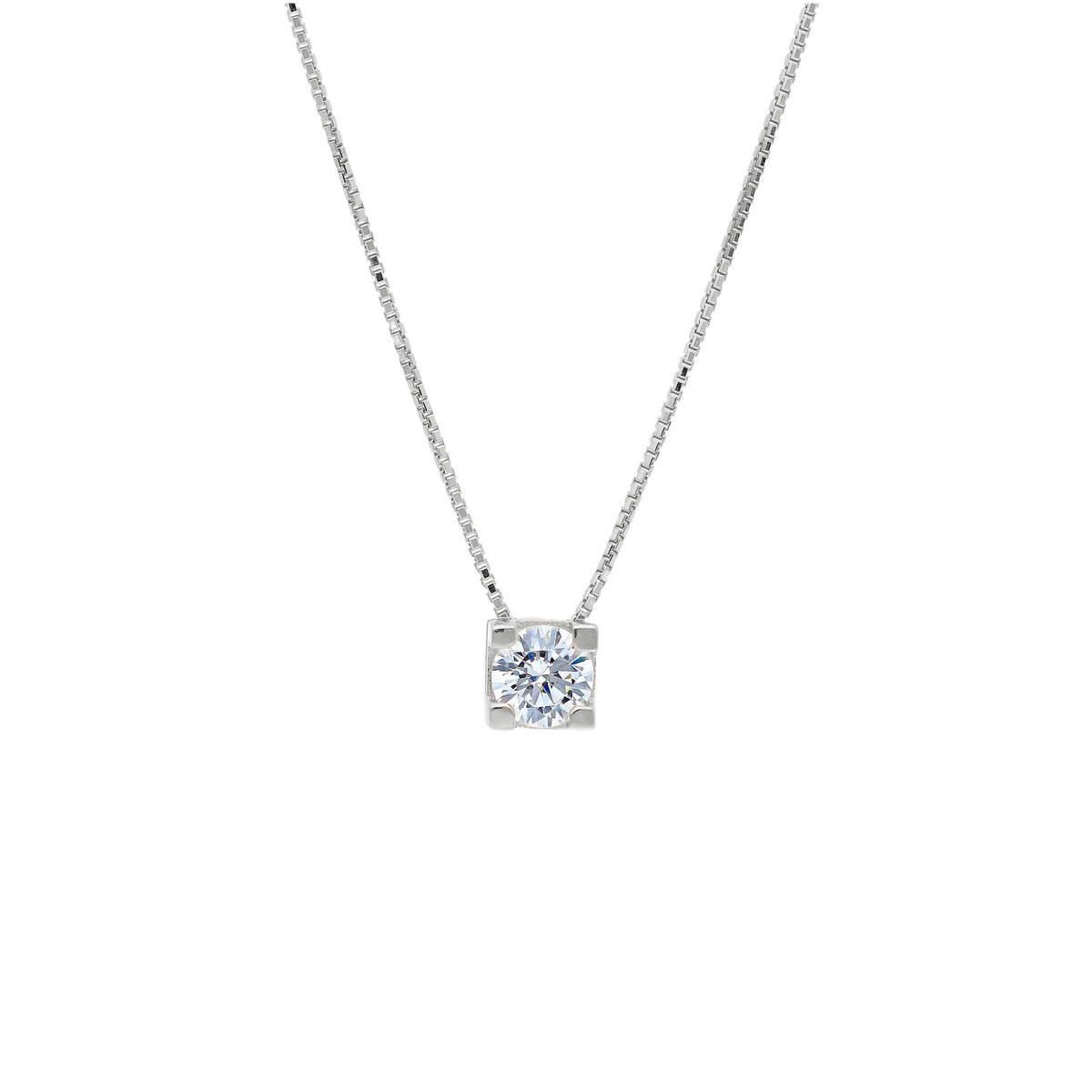 Collana Punto Luce Oro Bianco 18kt e Zircone