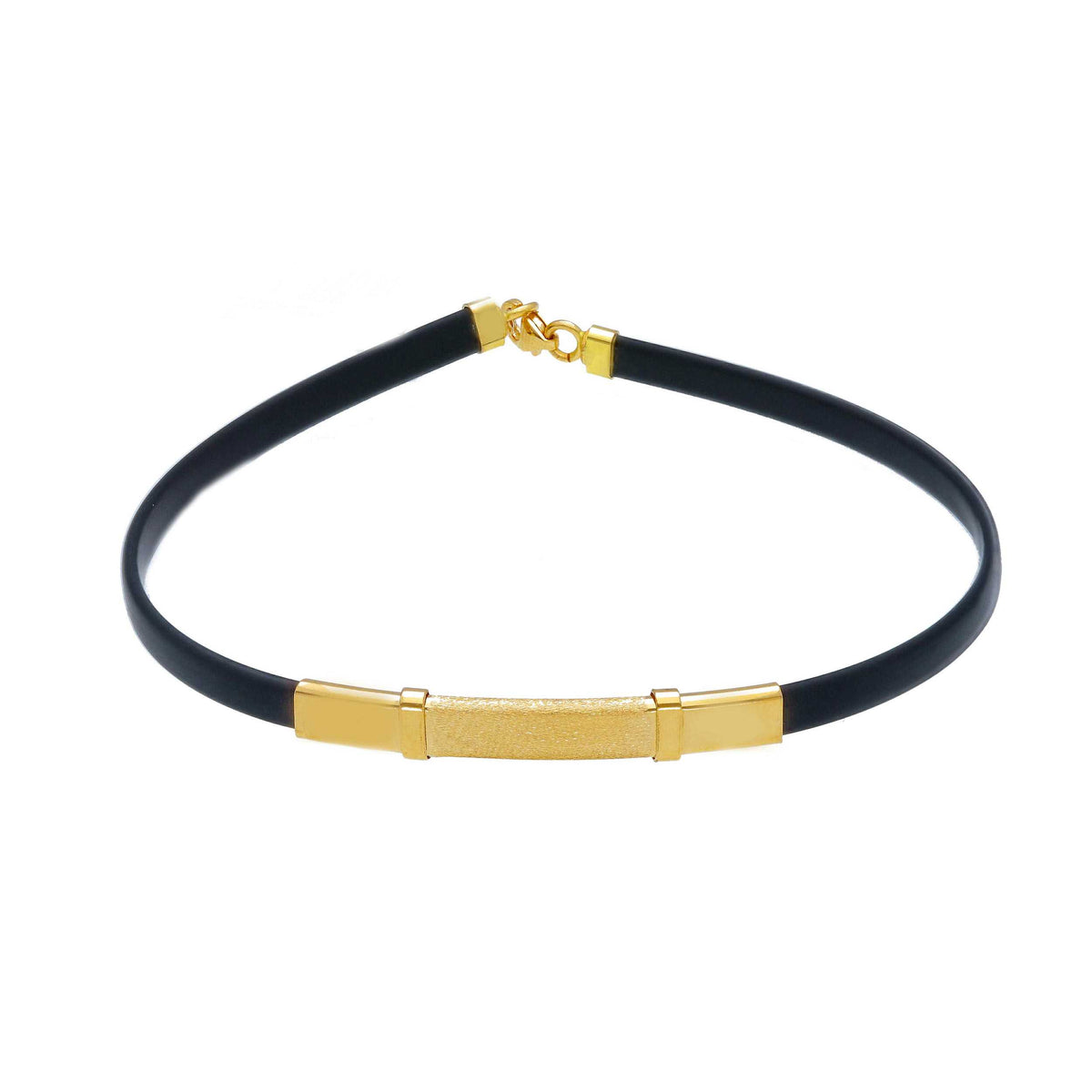 Bracelet With 18kt Yellow Gold Plate and Rubber