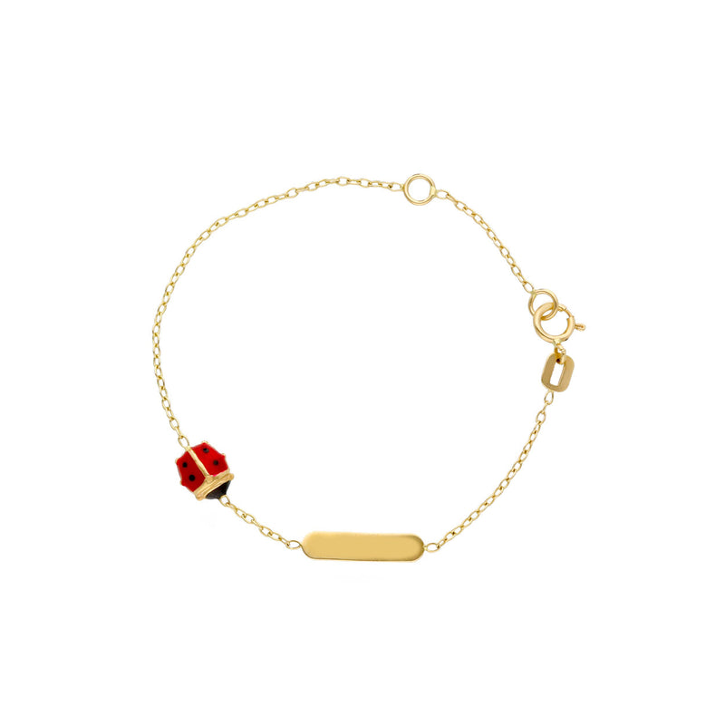  Four-leaf clover and hearts bracelet in 18kt yellow gold and enamel
