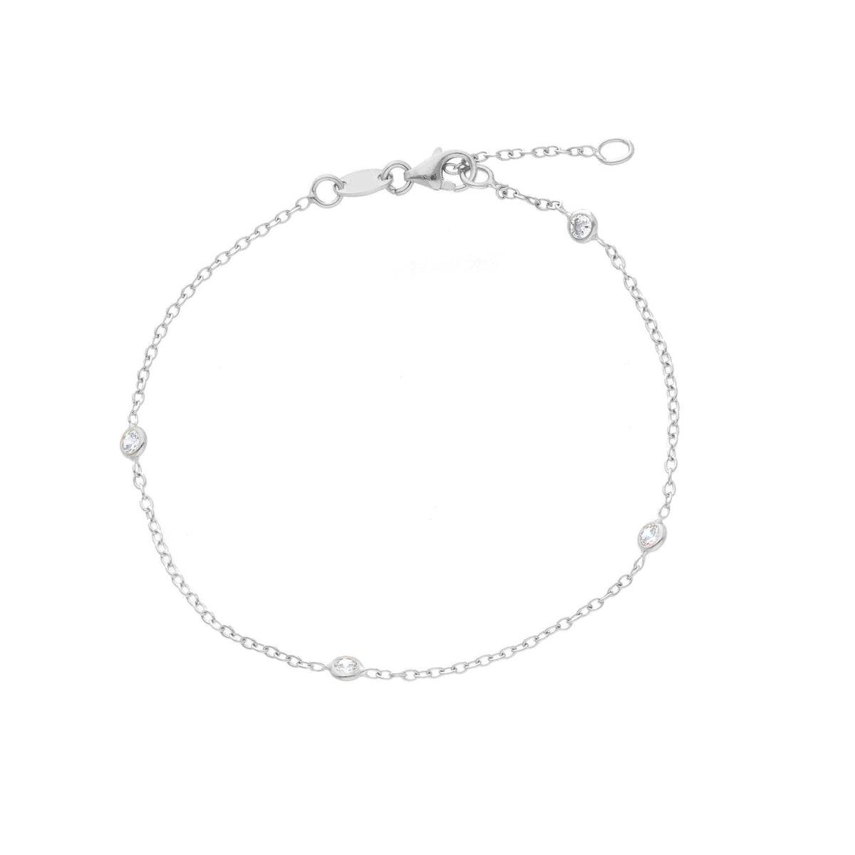 Heart Bracelet in 18kt White Gold and Zircons