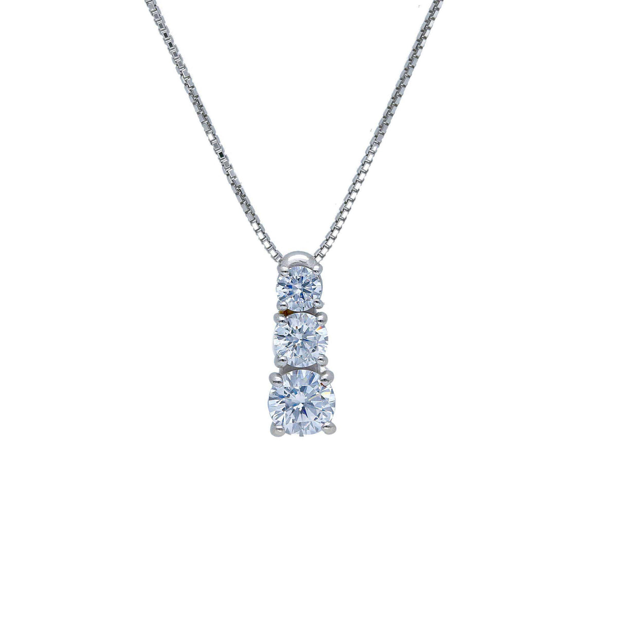 Cross Necklace in 18kt White Gold and Zircons