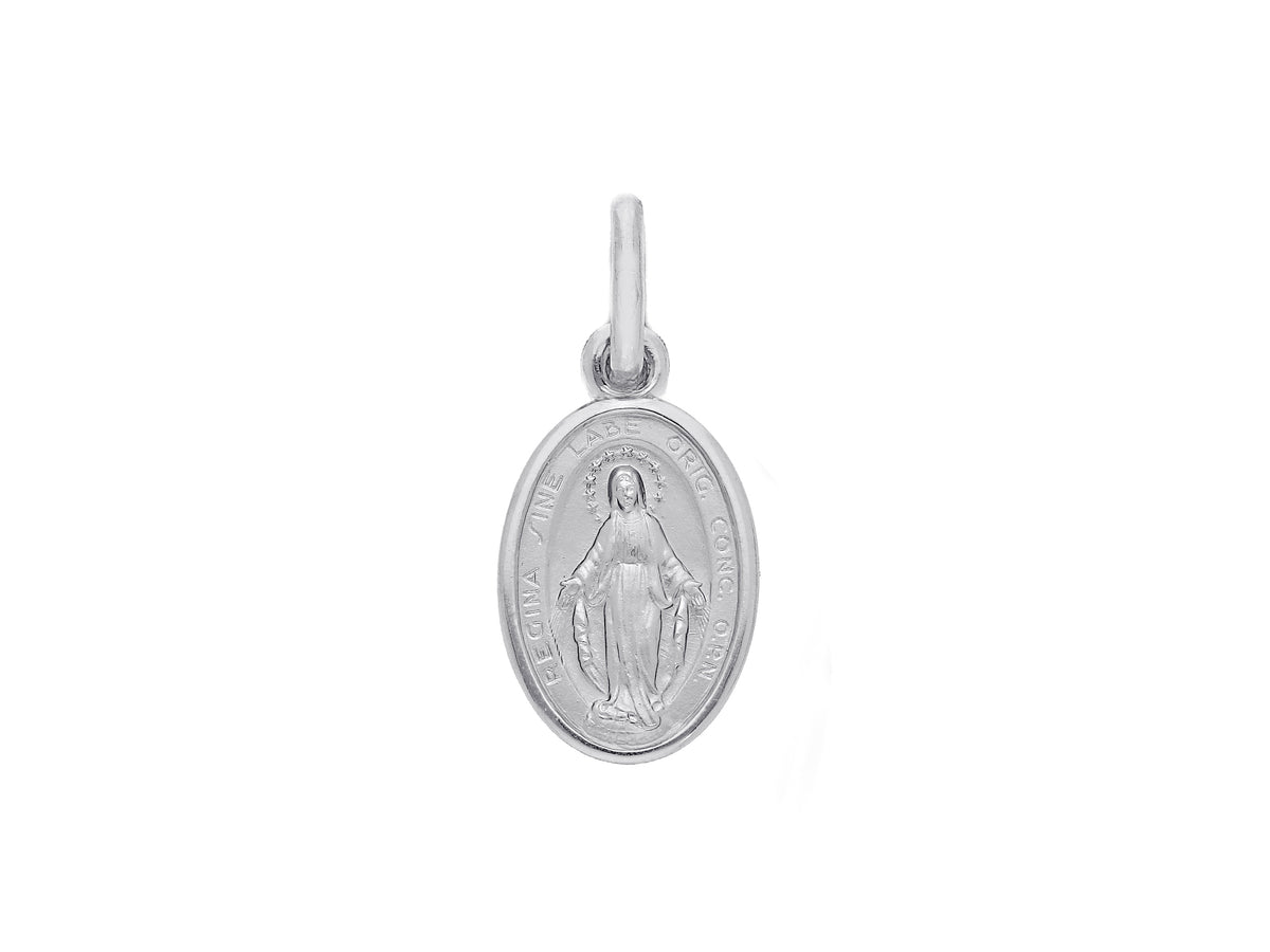  Miraculous Madonna medal in 18kt white gold 9x12 mm