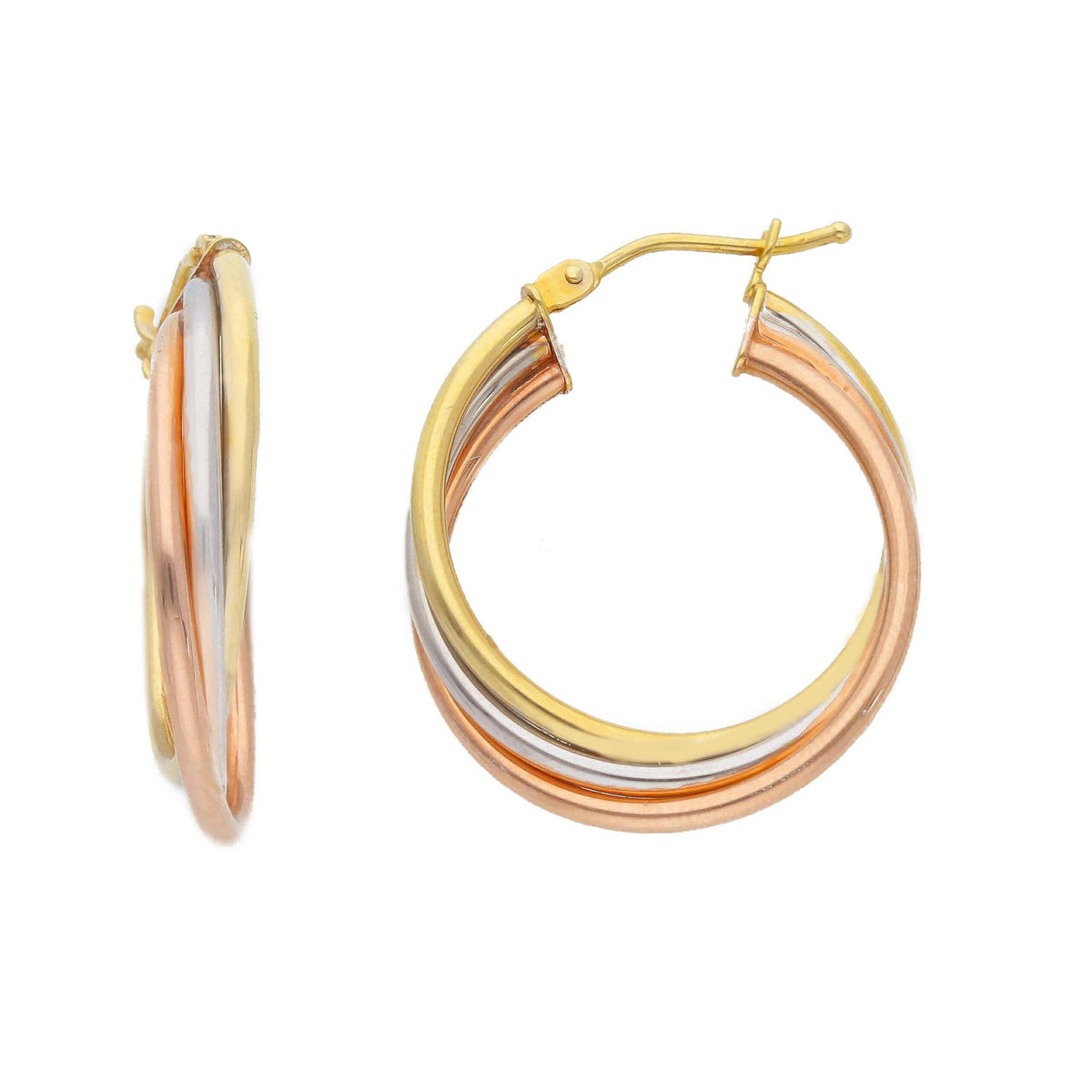  Hoop earrings worked in 18kt yellow gold, 3 cm