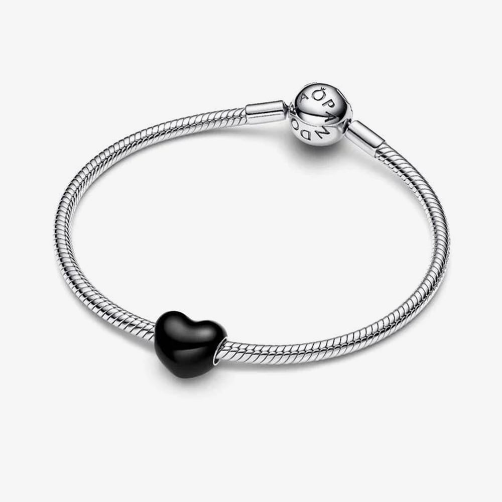 Pandora Charm Cuore Metallico Nero 793337C04