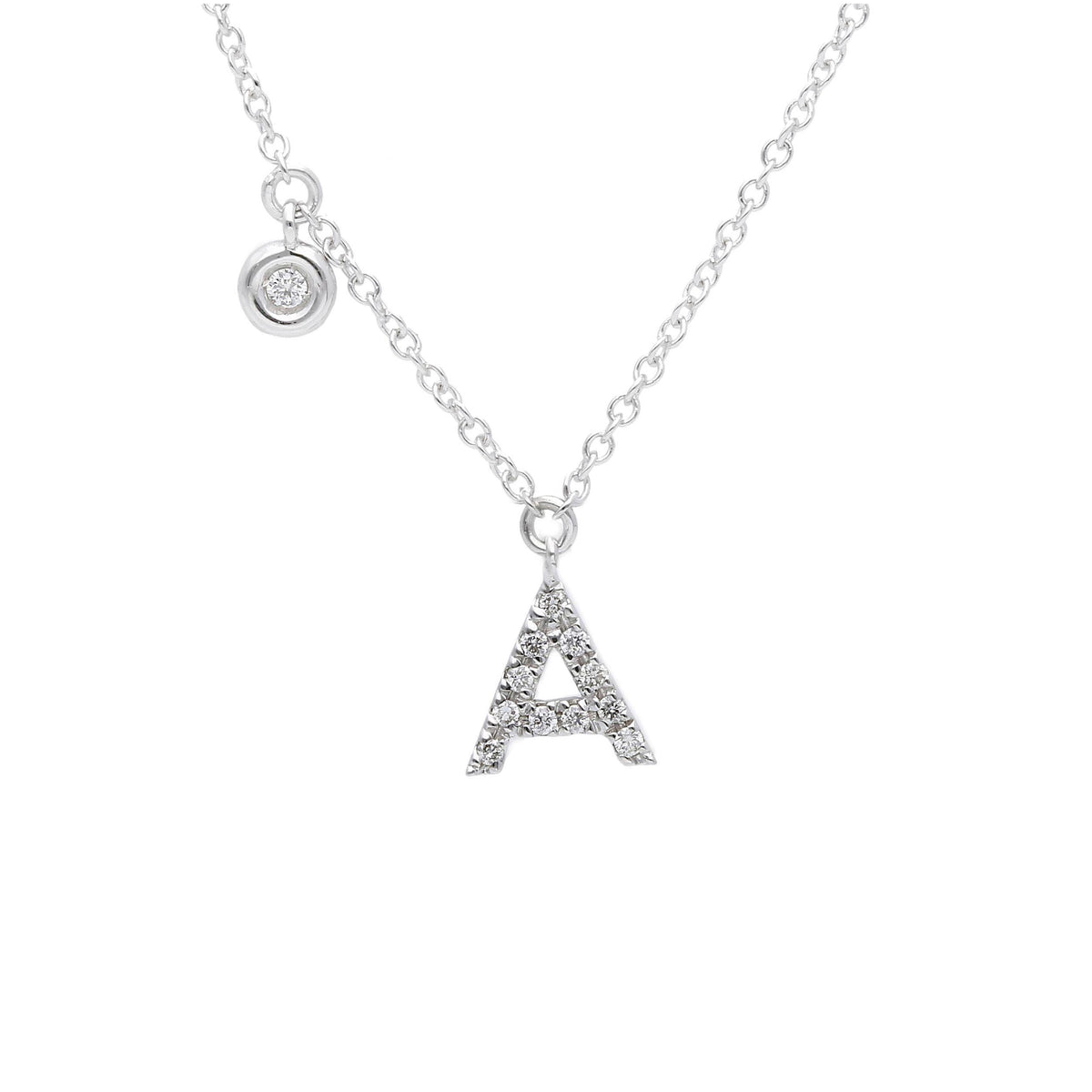 Letter Choker Necklace in White Gold and Diamonds