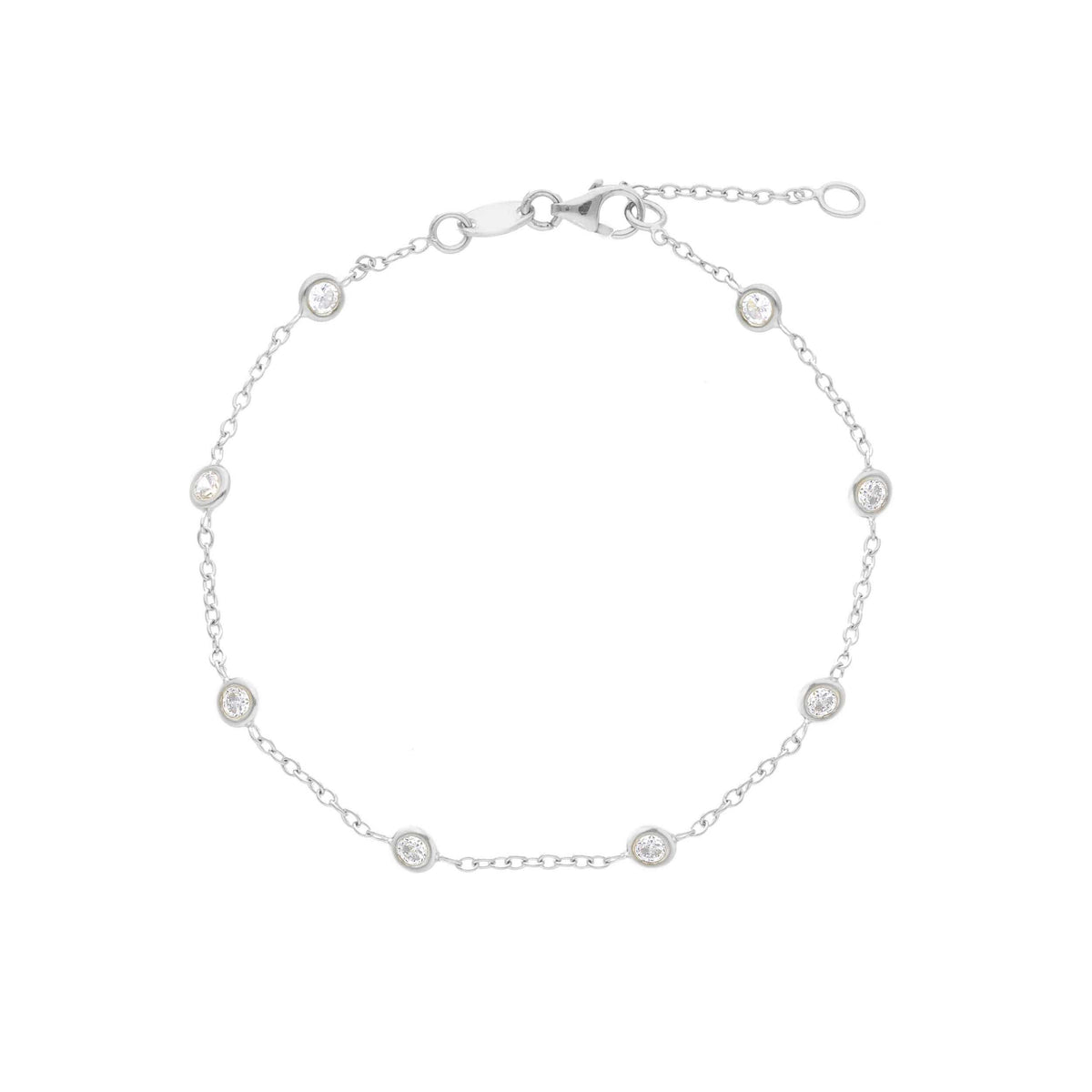 Heart Bracelet in 18kt White Gold and Zircons