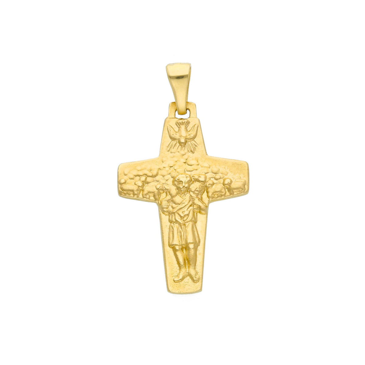 Croce Buon Pastore Papa Francesco in Oro Giallo 18kt